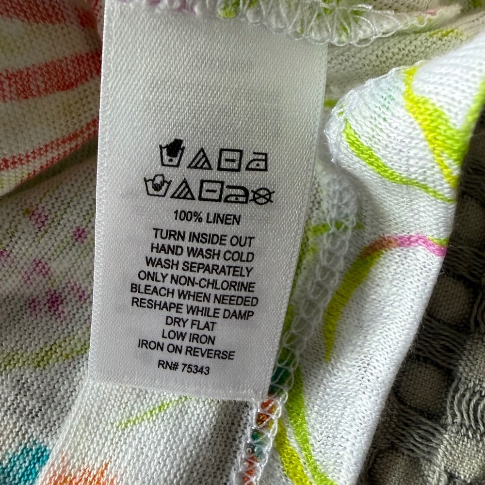 Joie Floral Linen Top Womens XL White Multi Short Sleeve Crew Neck NWT - Picture 11 of 11